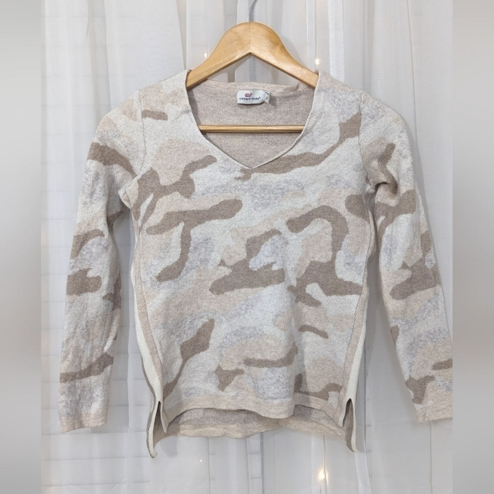 Vineyard Vines Camouflage Neutral Merino Wool Cashmere Sweater Size Yout…
